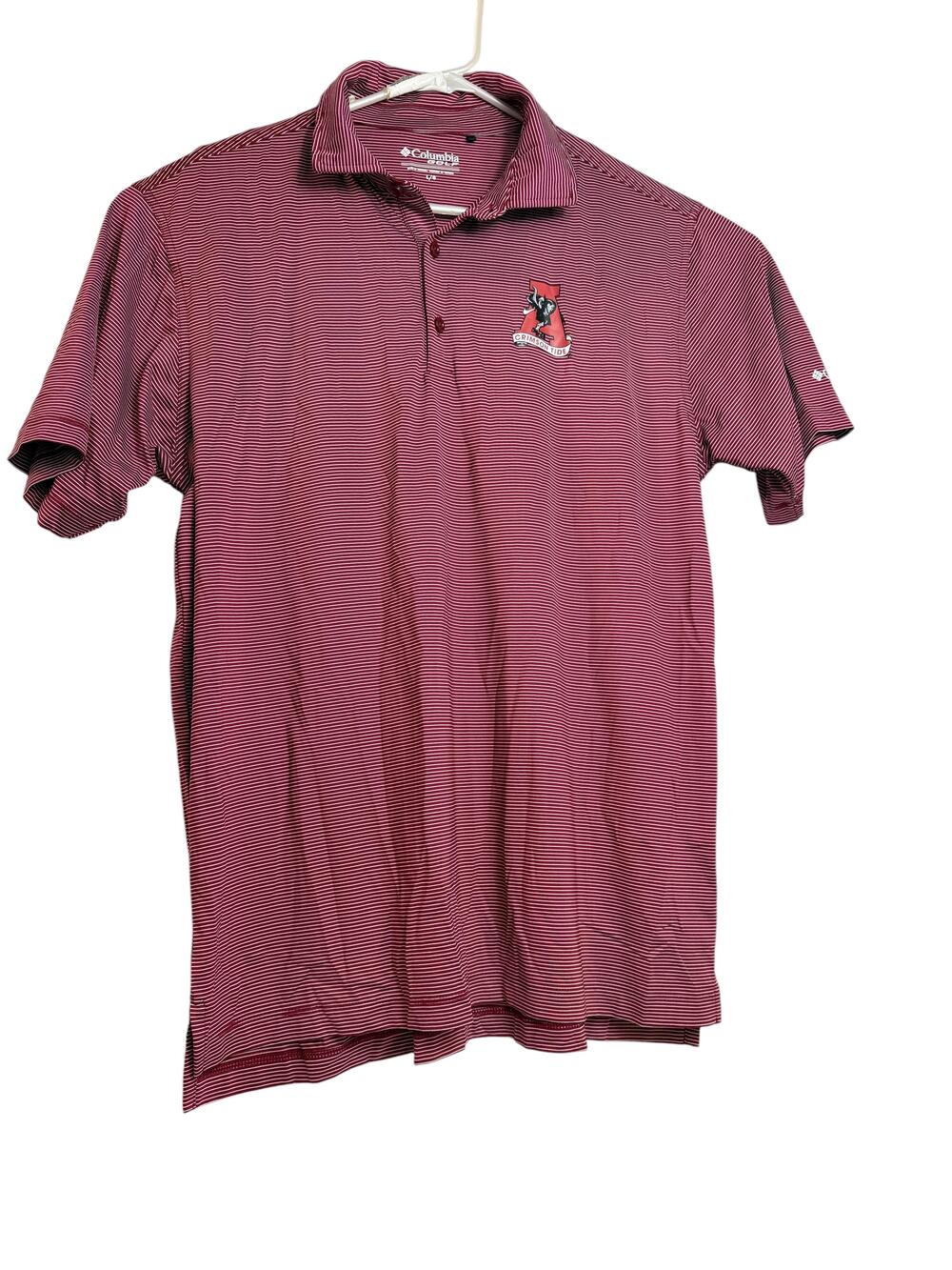Alabama Crimson Tide Shirt Mens Large Red NCAA Golf Columbia Striped Polo